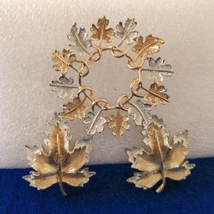 A273  🔥 5 For $35 🔥 Sarah Coventry Two-tone Brooch & Clip Earrings